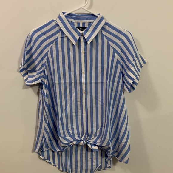 7 for all Mankind Cap Sleeve Tie Front Shirt, New With Tags, VERY soft fabric! - Picture 1 of 7